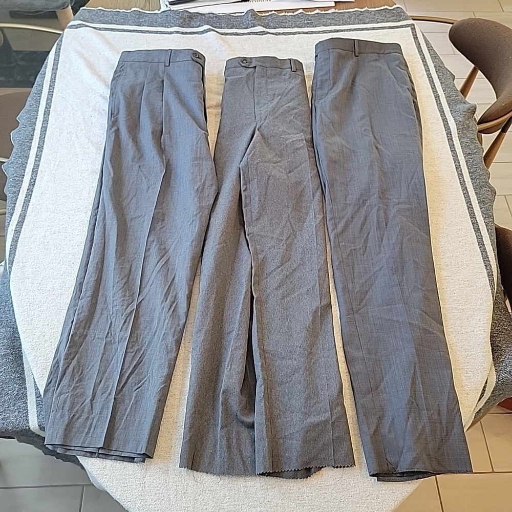Lot of 3 Jos A Bank Pants Men's 40x29 Gray Trousers - Read Description